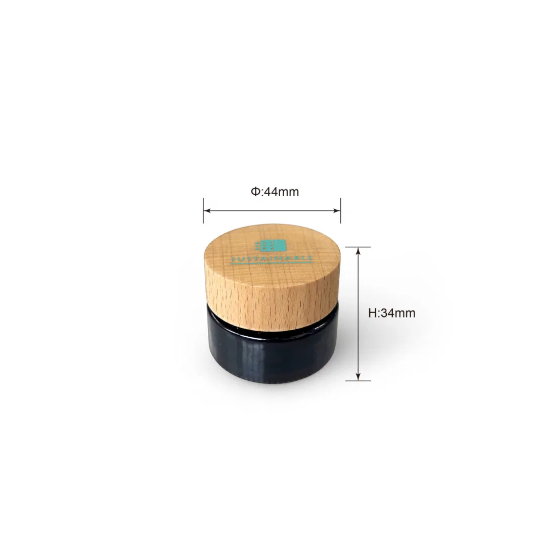 Bamboo Sustainable Skincare Cosmetic Packaging of 10g Face Cream Amber Glass Jar Glass Bottle with Bamboo Lid