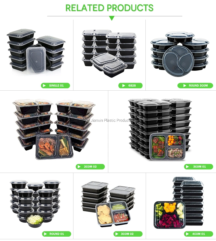 Eco-Friendly Biodegradable Takeaway Disposable Plastic Meal Prep Food Container with Lids