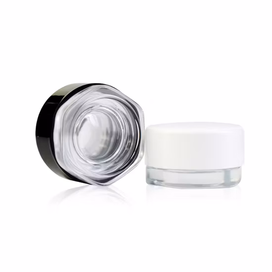 5ml 7ml 9ml Hexagon Clear Jars for Concentrate Oil and Wax with Child-Proof Cap