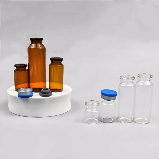 Pharmaceutical Tubular Glass Vials with Rubber Stopper Caps