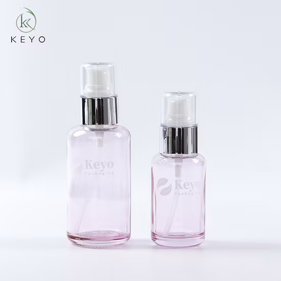Skincare Clear Pink 30ml 50ml 100ml Glass Bottle Packaging Lotion Serum Spray Pump Bottle