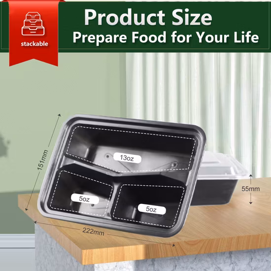 White 6 Compartment Plastic Lunch Box for Takeaway